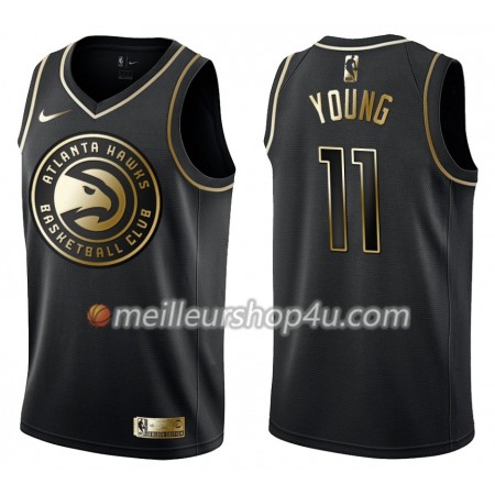 Maillot Basket Homme Atlanta Hawks Trae Young 11 Nike Noir Gold Edition Swingman